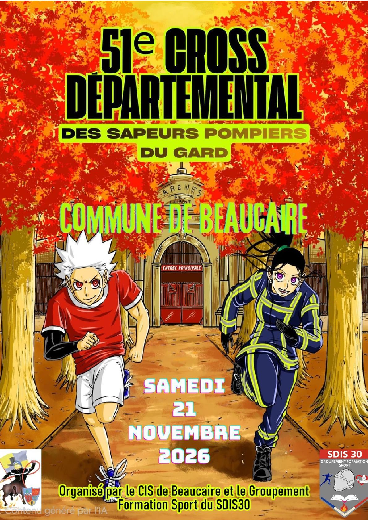 Affiche 51ème CROSS DEPARTEMENTAL DES SAPEURS POMPIERS DU GARD