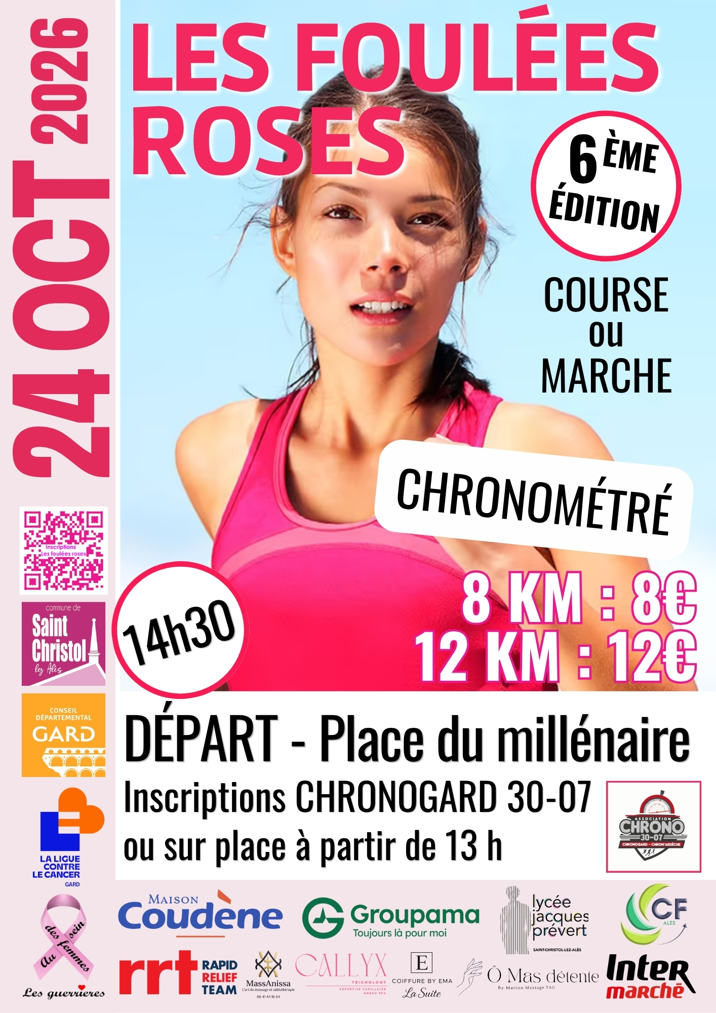 Affiche 6ème EDITION DES FOULÉES ROSES